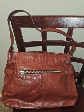 Michael Kors Dark Red Leather Shoulder Bag with Gold Hardware